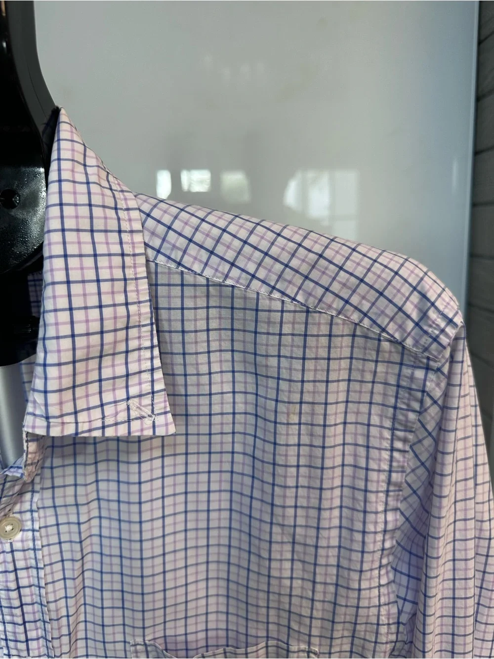 J. Crew Men’s Light Blue and White Windowpane Dress Shirt